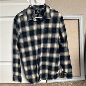 VOLCOM black‎ and Cream Plaid Button-Up Shirt